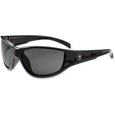 Ergodyne Njord Smoke Lens Safety Glasses - Durable, Flexible, Scratch Resistant - Ultraviolet Protection - Black - 1 Each