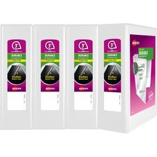Avery Durable View 3 Ring Binder - 3" Binder Capacity - Letter - 8 1/2" x 11" Sheet Size - 635 Sheet Capacity - 3 x Slant Ring Fastener(s) - 2 Pocket(s) - Pocket, Durable, Tear Resistant, Flexible, Split Resistant, Sturdy - 4 / Carton