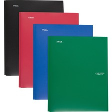 Mead Pocket Folder - 3 x Prong Fastener(s) - 2 Pocket(s) - Assorted - 4 / Pack