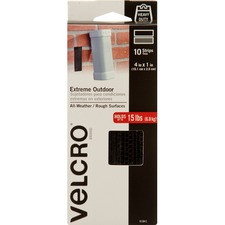VELCRO 91841 Heavy Duty Extreme Outdoor - 4" Length x 1" Width - 10 / Carton - Black