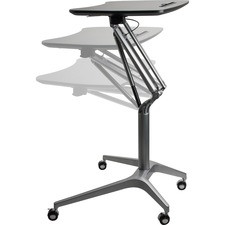 Lorell Black Laminate Top Mobile Laptop Caddy - Black Rectangle Top - Powder Coated Base - 28.25" Table Top Width x 18.75" Table Top Depth - 41" Height - Assembly Required