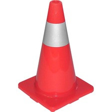 Tatco Sturdy Molded Reflective Traffic Cone - 1 Each - Cone Shape - Reflective Paint, Stackable - Polyvinyl Chloride (PVC) - Orange