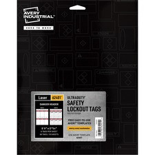 Avery UltraDuty LOTO Prerinted DANGER Hang Tags - 2.92" Length x 5.50" Width - 60 / Pack - Plastic - White