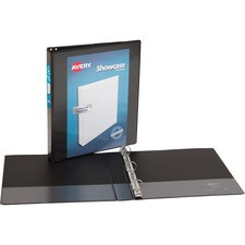 Avery Showcase Economy View Binder - 1" Binder Capacity - Letter - 8 1/2" x 11" Sheet Size - 175 Sheet Capacity - Ring Fastener(s) - 2 Internal Pocket(s) - Black - 14.72 oz - 1 Each