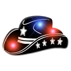Black Cowboy Hat Flashing Body Light Lapel Pins A706-3355000 Black Cowboy Hat Flashing Body Light Lapel Pins A706-3355000