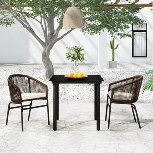 3 Piece Patio Dining Set Brown A949-3099227 3 Piece Patio Dining Set Brown A949-3099227