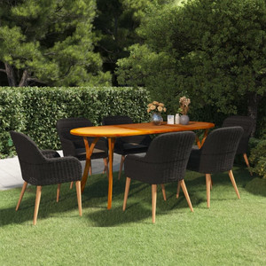 7 Piece Patio Dining Set Black A949-3072094 7 Piece Patio Dining Set Black A949-3072094
