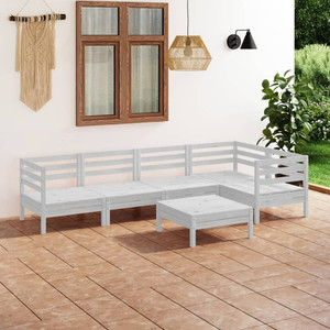 Garden Lounge Set White Solid pinewood Large Modular A949-3082703 Garden Lounge Set White Solid pinewood Large Modular A949-3082703