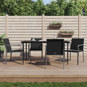 Patio Chairs with Cushions 4 pcs Black 22"x23.2"x33.1" Poly Rattan A949-3187075 Patio Chairs with Cushions 4 pcs Black 22"x23.2"x33.1" Poly Rattan A949-3187075