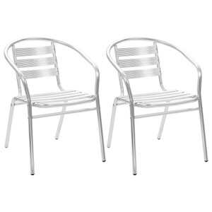 Stackable Chair Set of 2 Silver Aluminum Standard Stackable A949-48709 Stackable Chair Set of 2 Silver Aluminum Standard Stackable A949-48709