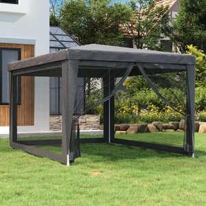 Party Tent with 4 Mesh Sidewalls Anthracite 9.8'x13.1' HDPE A949-319234 Party Tent with 4 Mesh Sidewalls Anthracite 9.8'x13.1' HDPE A949-319234