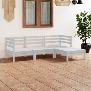 Garden Lounge Set White Solid Pinewood Medium Modular A949-3082668 Garden Lounge Set White Solid Pinewood Medium Modular A949-3082668