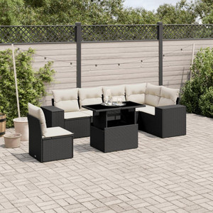 Garden Sofa Set Black PE rattan, powder-coated steel, tempered glass A949-3269196 Garden Sofa Set Black PE rattan, powder-coated steel, tempered glass A949-3269196