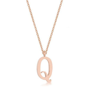 Elaina Rose Gold Stainless Steel Q Initial Necklace R599-P11456A-V00-Q Elaina Rose Gold Stainless Steel Q Initial Necklace R599-P11456A-V00-Q