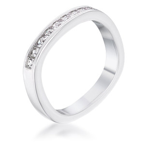 .9Ct Channel Set Princess Cut Rhodium Plated Square Shaped Stackable Band R599-R08587R-C01 .9Ct Channel Set Princess Cut Rhodium Plated Square Shaped Stackable Band R599-R08587R-C01