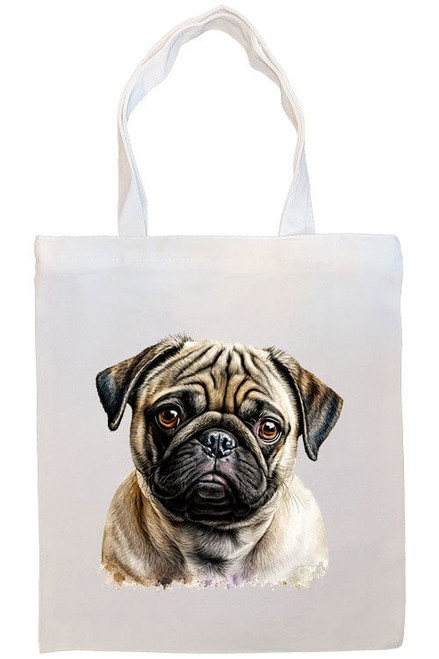 Pug Canvas Tote Bag Style1 S528-Tote-PUG-ST1 Pug Canvas Tote Bag Style1 S528-Tote-PUG-ST1