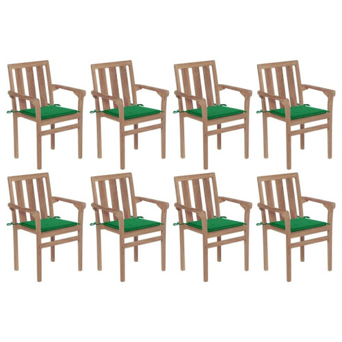  Stackable Patio Chairs with Cushions 8 pcs Solid Teak Wood A949-3073438