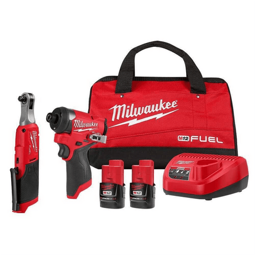Milwaukee Tool M12 FUEL 1/4" Hex Impact Driver Kit w/ 3/8" High Speed Ratchet T398-MLW3453-22HSR