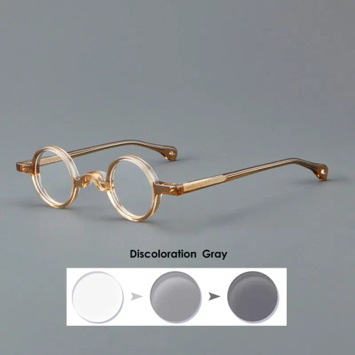 Frame Color: green, Eye Prescription: +300 - VCKA Photochromic Acetate Myopia Glasses Men Retro Sma F640-12000044406759763 Frame Color: green, Eye Prescription: +300 - VCKA Photochromic Acetate Myopia Glasses Men Retro Sma F640-12000044406759763