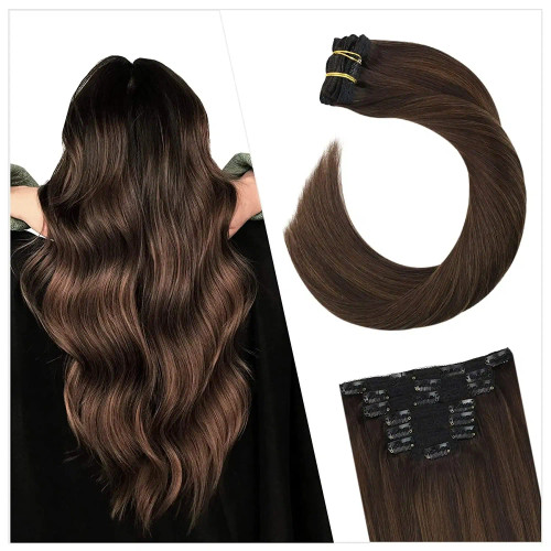 Color: T4/30, Length: 18 inches, Weight Per Package: 120g/Set - [16 Colors] Ugeat Clip in Hair Exte F640-10000015566483978
