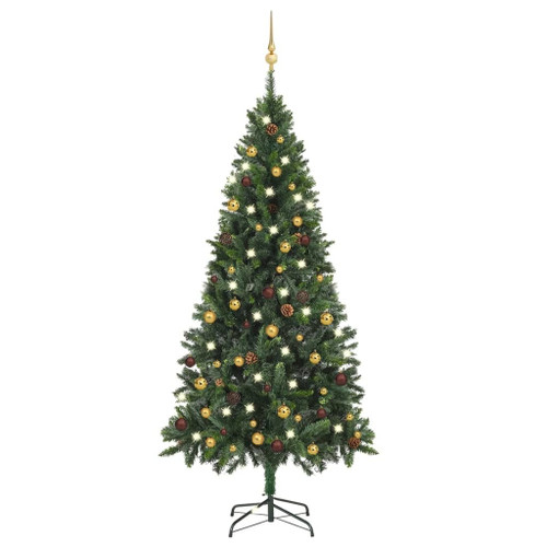 Artificial Pre-lit Christmas Tree with Ball Set Green 70.9" A949-3077797