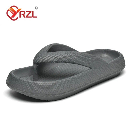 Color: Clear, Shoe Size: 42 - YRZL Flip Flops Men Soft Sole Platform 2024 Summer Beach Non Slip Wom F640-12000039289657899