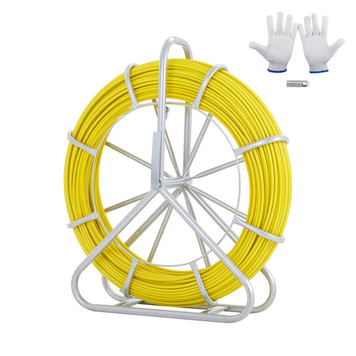 Fish Tape Fiberglass, 656 ft, 1/4 inch, Duct Rodder Fishtape Wire Puller, Cable Running Rod with St E415-DZJYDB14656FTK5V1V0