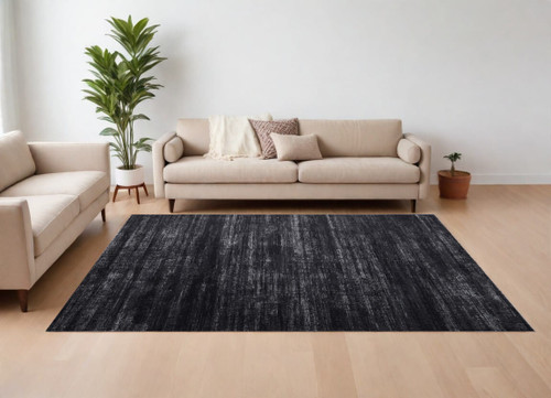 8' X 10' Black and Gray Power Loom Area Rug N270-566813