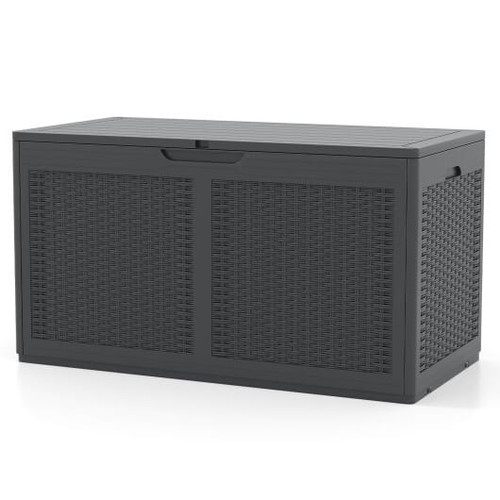 100 Gallon Resin Deck Box Outdoor Waterproof Storage Bench-Gray - Color: Gray D681-NP12401GR