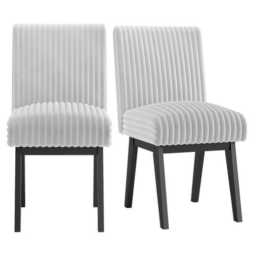 Dining Chairs Set of 2 Fabric Upholstered Kitchen Chairs with Padded Seatand Rubber Wood Legs-Gray  B593-JV13504