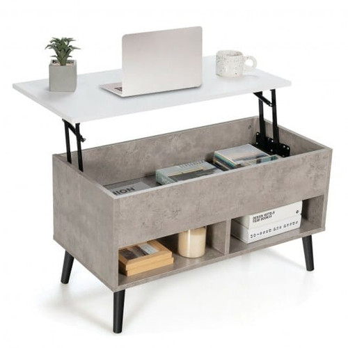 31.5 Inch Lift-Top Coffee Table with Hidden Storage and 2 Open Shelves-Natural B593-JV10207