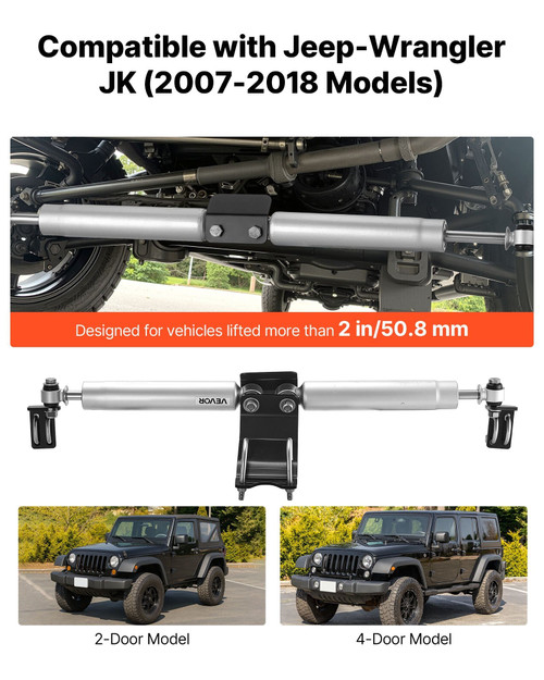 Dual Steering Stabilizer, for 2007-2018 Jeep Wrangler JK, Dual Steering Stabilizer Kit Fits with 2  E415-SZXWDQJEEPWRFYVCJ001V0