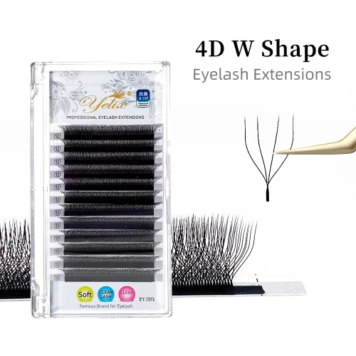 Color: Brushed Chrome, Curl: CC, Thickness: 0.07mm, Length: MIX - Yelix Cilios 5D W Shape Eyelash E F640-12000032412591447