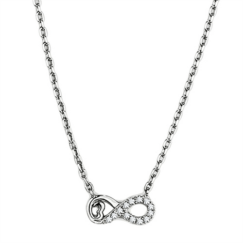 3W418 - Rhodium Brass Necklace with AAA Grade CZ  in Clear A874-3W418