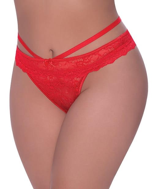 Ooh La Lace Peek-A-Boo Cheeky Panty Red QN X615-MEP400-RD-OQ