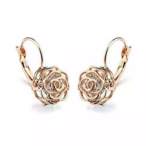 Color: 18kt Rose Gold Plt. - ROSE IS A ROSE 18kt Rose Crystal Earrings In White Yellow And Rose Gol K290-9301033669