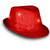 Light Up LED Flashing Fedora Hat with Red Sequins A706-3995430
