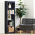 Narrow 5-Shelf Bookcase Slim Storage Shelving Unit Dark Blue Black Wood Finish Q280-SAFTNB1293284