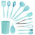 MegaChef Light Teal Silicone Cooking Utensils, Set of 12 D970-MGSP-814