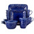 Elama Indigo Lotus 16 Piece Square  Dinnerware Set D970-EL-INDIGOLOTUS