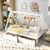 Twin Size Wooden Tent Platform House Bed with 2 Drawers-Gray B593-HU10868