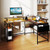 L-Shaped Gaming Desk with LED Lights and Power Outlets Home Office Computer Desk-Rustic Brown - Col D681-CB10595US-CF