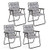 4 Pieces Folding Beach Chair Camping Lawn Webbing Chair-Coffee - Color: Coffee D681-OP3642CF-4