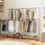 Double Rod Clothes Rack Heavy-Duty Metal Garment Rack - Color: Silver D681-JZ10337