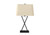 25" Black Metal Geometric USB Table Lamp With Beige Shade N270-545823