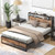Full/Queen Bed Frame with 2-Tier Storage Headboard and Charging Station-Queen Size B593-HU10474
