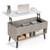 31.5 Inch Lift-Top Coffee Table with Hidden Storage and 2 Open Shelves-Natural B593-JV10207