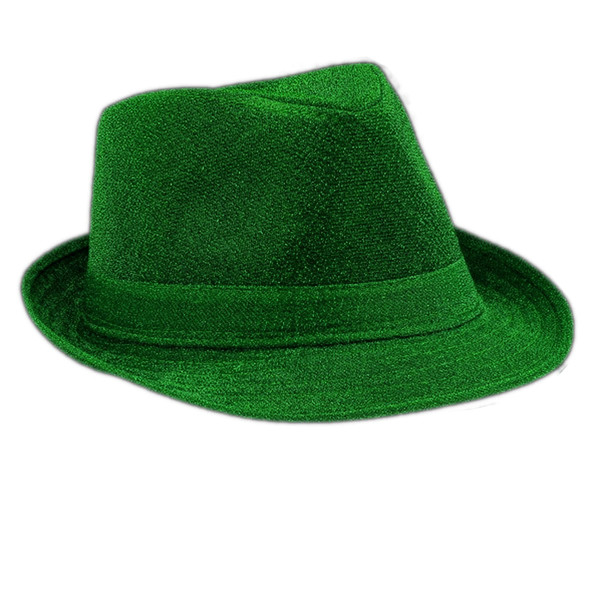 Glittery Finish Soft Green Fabric Fedora Non Light Up A706-GREENFABRICFEDORA