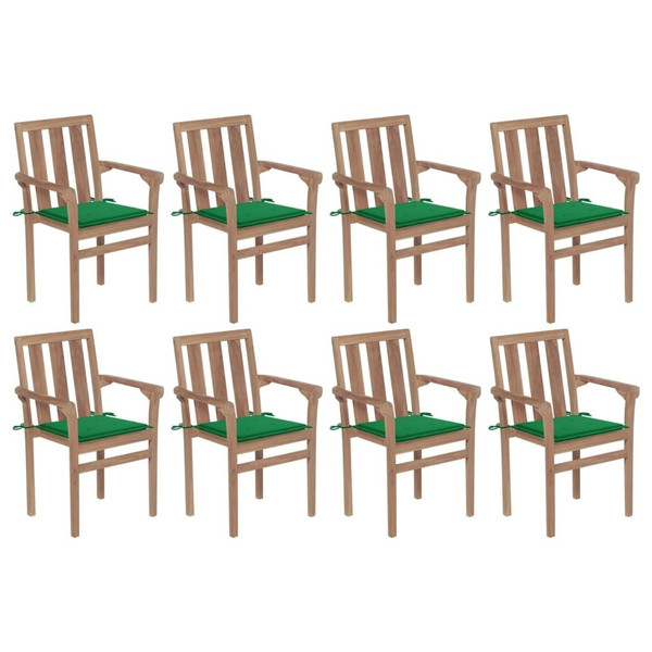  Stackable Patio Chairs with Cushions 8 pcs Solid Teak Wood A949-3073438