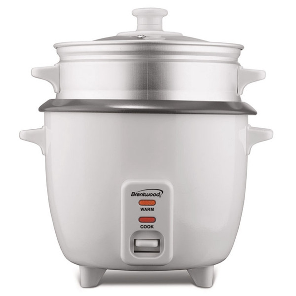 Brentwood 8 Cup Rice Cooker / Non-Stick with Steamer in White D970-TS-180S